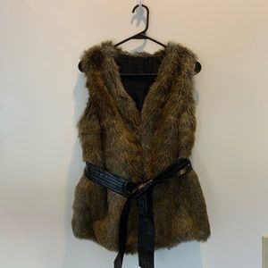 Woman’s Fur Vest with Leather Belt
